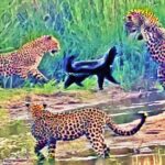 3 Leopards Have Epic Battle with Honey Badger